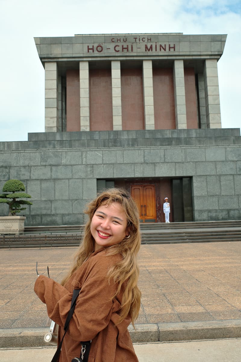 Banessa Raya at the Ho Chi Minh Mausoleum in Hanoi, Vietnam, travelling with Avian Summit Travel