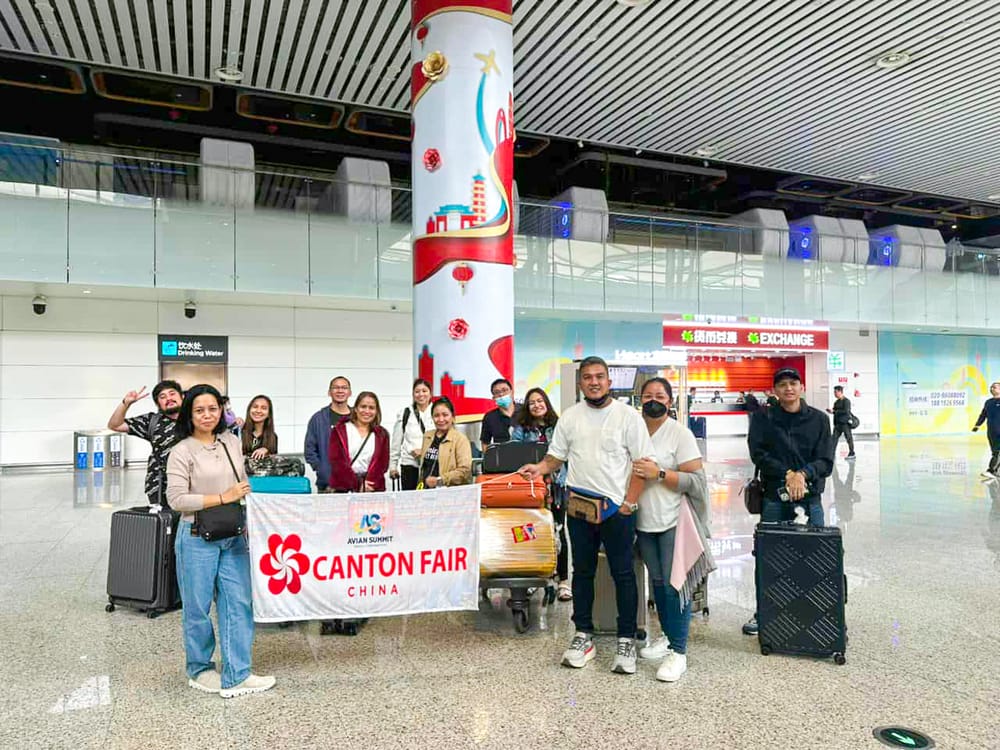 An Avian group tour arriving for the Canton Fair